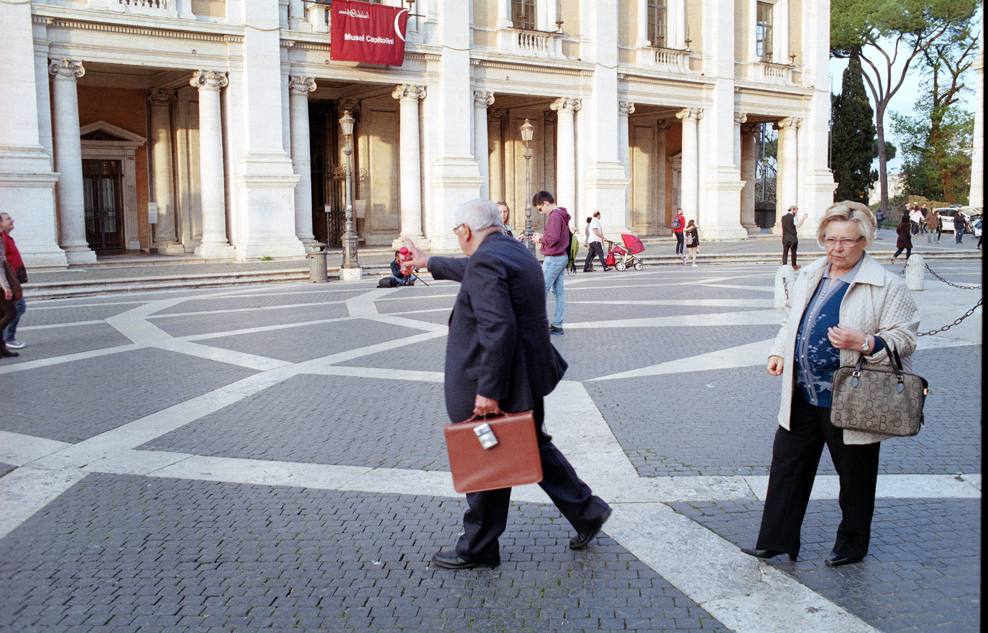 mr. and mrs. colombo retired, as seen in rome, italy